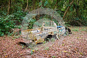 Abandoned car in the jungle