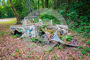 Abandoned car in the jungle