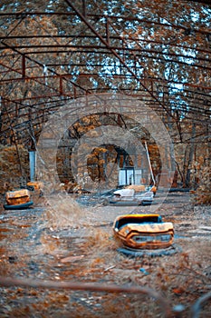 Abandoned car ride station in Prypyat, Ukraine