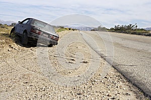 Abandoned Car On Roadside