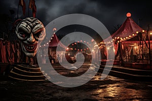 Abandoned carnival with a dark backdrop