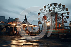 Abandoned Carnival Rides Rusty and abandoned