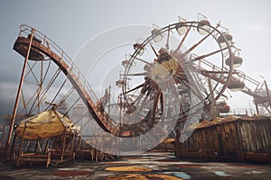 Abandoned Carnival Rides Rusty and abandoned