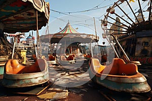 Abandoned Carnival Rides Rusty and abandoned
