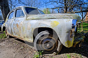 Abandoned Cars, Car Cemetery. Old Retro Rusty Abandoned Car. Vintage car. Old Abandoned Car Cemetery. Abandoned Rusty