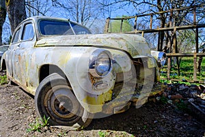 Abandoned Cars, Car Cemetery. Old Retro Rusty Abandoned Car. Vintage car. Old Abandoned Car Cemetery. Abandoned Rusty