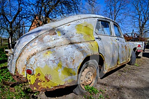 Abandoned Cars, Car Cemetery. Old Retro Rusty Abandoned Car. Vintage car. Old Abandoned Car Cemetery. Abandoned Rusty