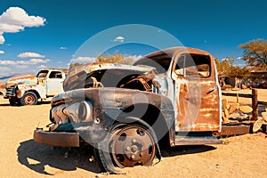 Abandoned cars in Solitaire, Namibia Africa photo
