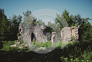 Abandoned castle, ruins of the church of St. Cantianus, Slovenia