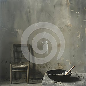 Abandoned Chair with Smoke Whisps