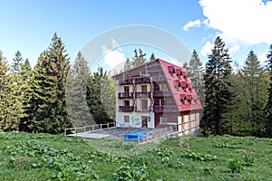 Abandoned chalet in Carpathian Mountains