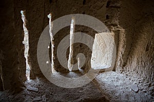 Abandoned chalky underground cave monastery, underground church in Kalach, Voronezh region