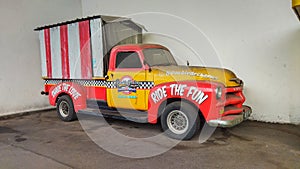 abandoned Chevrolet 3100 food truck parked on the parking lot