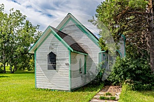 The abandoned Christ Anglican Church in Abernethy, SK