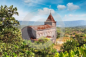 Abandoned christian church on top of Bokor mountain in Preah Monivong national park, Kampot, Cambodia