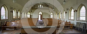 Abandoned church interior prison yard