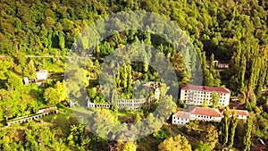 An abandoned city, a Ghost town, Akarmara. Aerial viewLocated near Tkvarcheli. Abkhazia. Georgia.