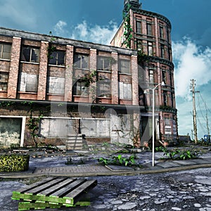 Abandoned city square