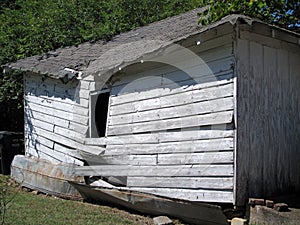 An Abandoned Collapsed Wooden Shack.