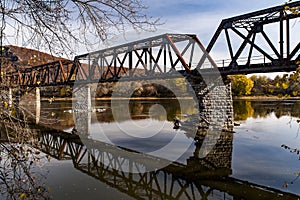 Abandoned & Collapsing Coxton Railroad Bridge - Susquehanna River - Luzerne County, Pennsylvania