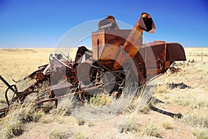 Abandoned combine harvester