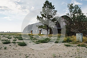 Abandoned community center gym in the ghost town of Jeffrey City Wyoming