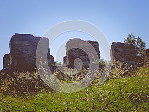 Abandoned construction site in the grass