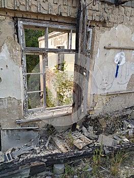 Abandoned crumbling building in the city of Belaya Tserkov