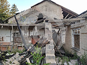 Abandoned crumbling building in the city of Belaya Tserkov