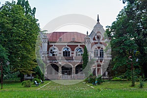 Abandoned, decaying historical heritage of the 19th century, an old ownerless estate. Background with copy space