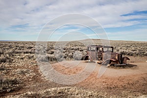 Abandoned Depression Era Car In The Desert