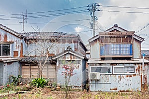 Abandoned derelict houses, Wajima, Japan photo