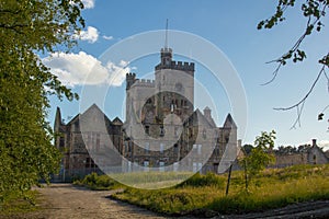 Hartwood Hospital Church with  imposing twin clock towers. Lanarkshire, Scotland photo