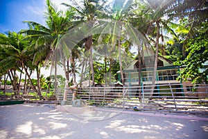 Abandoned and deserted hotel in the jungle on