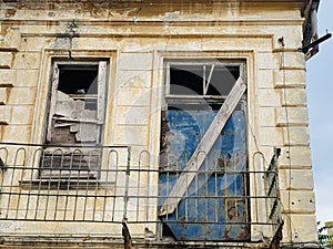 Abandoned , deserted house with stairs in Constanta city Romania