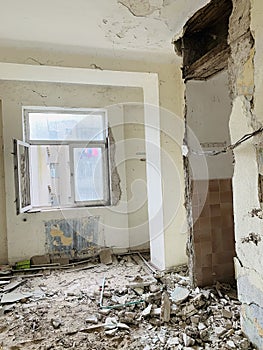 Abandoned , deserted house with stairs in Constanta city Romania