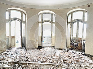 Abandoned , deserted house with stairs in Constanta city Romania