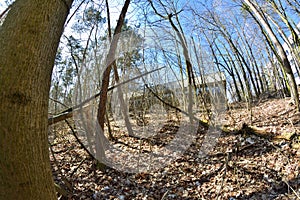 Abandoned and destroyed building. Ruin, danger and danger