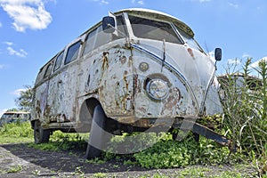 Abandoned and deteriorated old vehicles in Uruguay