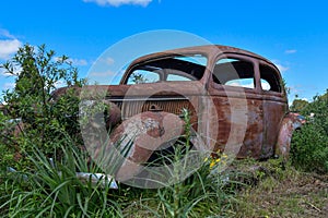 Abandoned and deteriorated old vehicles in Uruguay