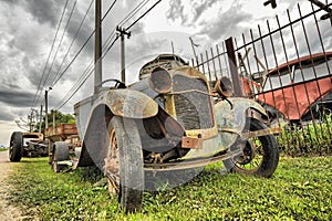 Abandoned and deteriorated old vehicles in Uruguay