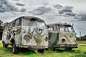 Abandoned and deteriorated old vehicles in Uruguay