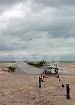 Abandoned Deteriorating Boat Dock Chachmuchuk Lagoon in Isla Blanca Cancun Mexico