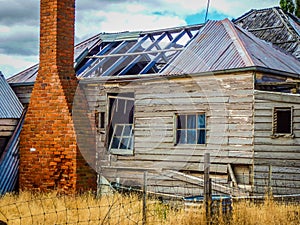 Abandoned and dilapidated old farm house
