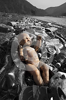 Abandoned doll as a symbol