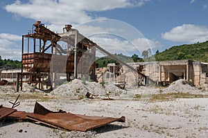 Abandoned dolomite mine landscape