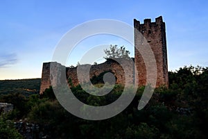 Abandoned Dvigrad Castle of Istria in Croatia, at dusk