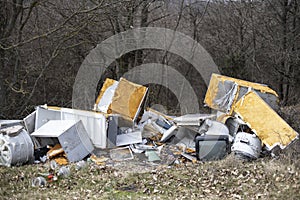 Abandoned electronic waste, household equipment in nature