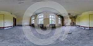 Abandoned empty concrete room or old building. full seamless spherical hdri panorama 360 degrees angle view in equirectangular