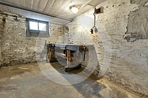 Abandoned empty old dark underground cellar